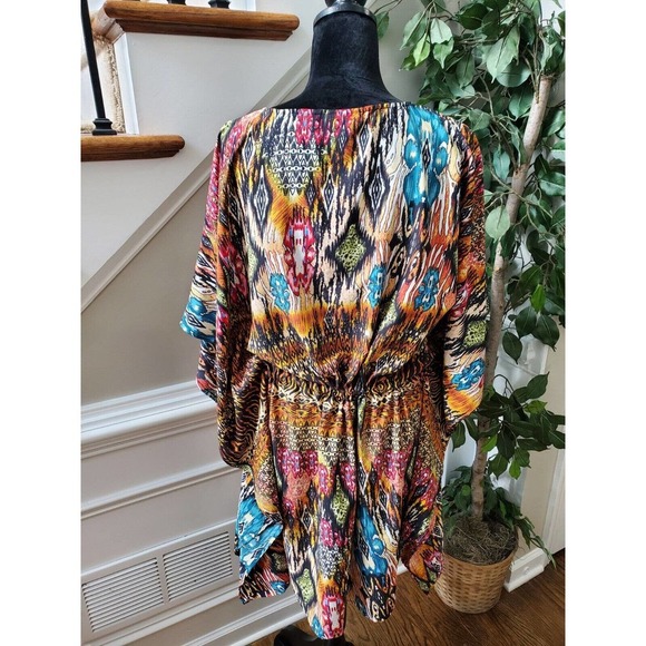 Boobie Brooks Women's Multicolor V-Neck Dolman Sleeve Knee Length Coverup L/XL - Picture 10 of 12